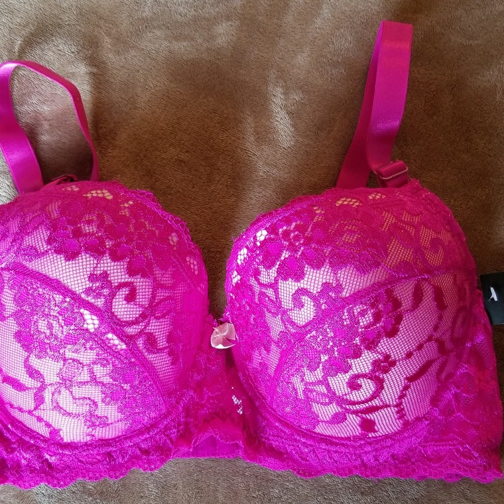 Pink lacy bra